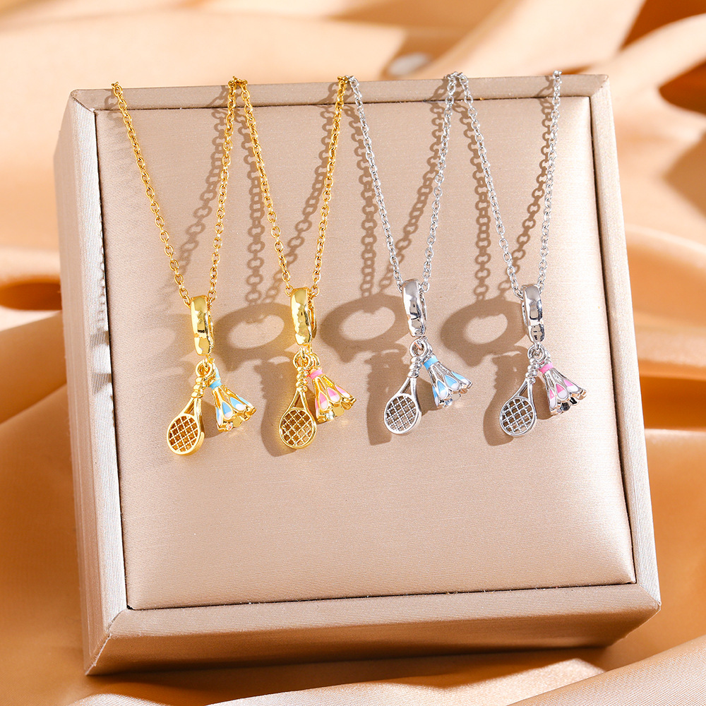 Badminton Photo - Sporty Cute Badminton Racket Charm Necklace