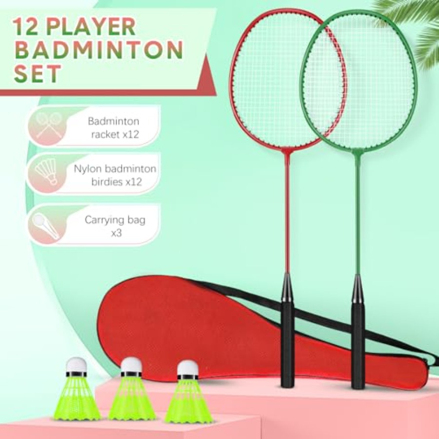 12 Pack Badminton Rackets Set  - Nylon Shuttlecock 12 ulasan dan harga