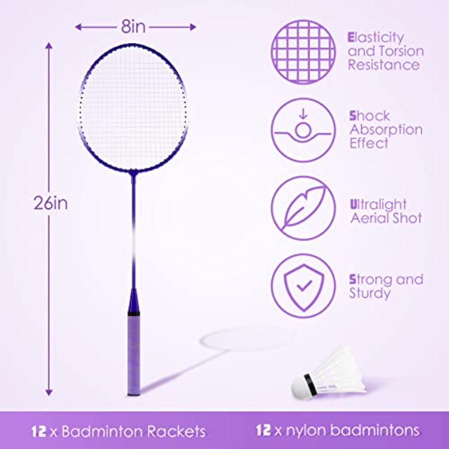 12 Pcs Badminton Rackets Set f - Nylon Shuttlecock 12 ulasan dan harga